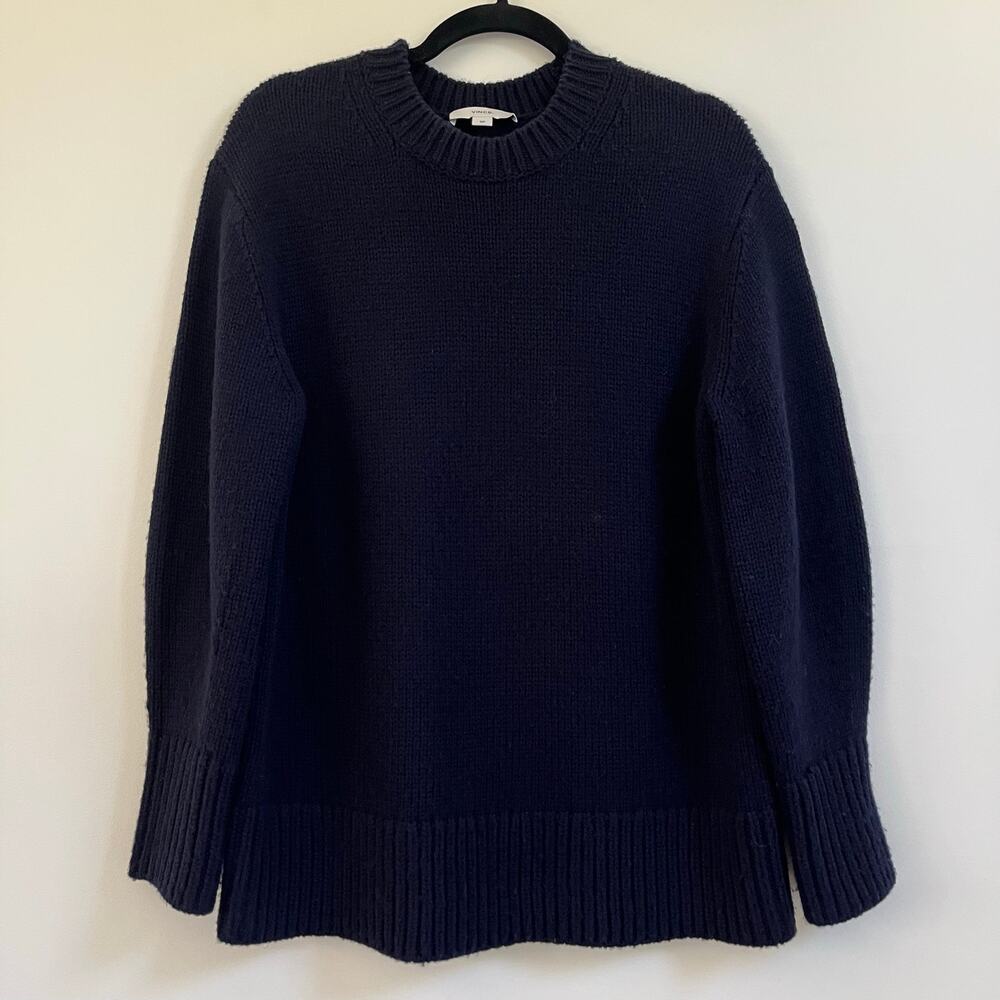 VINCE Men's Navy Blue Wool Cashmere Blend Crewneck Knit Sweater Pullover Sz S